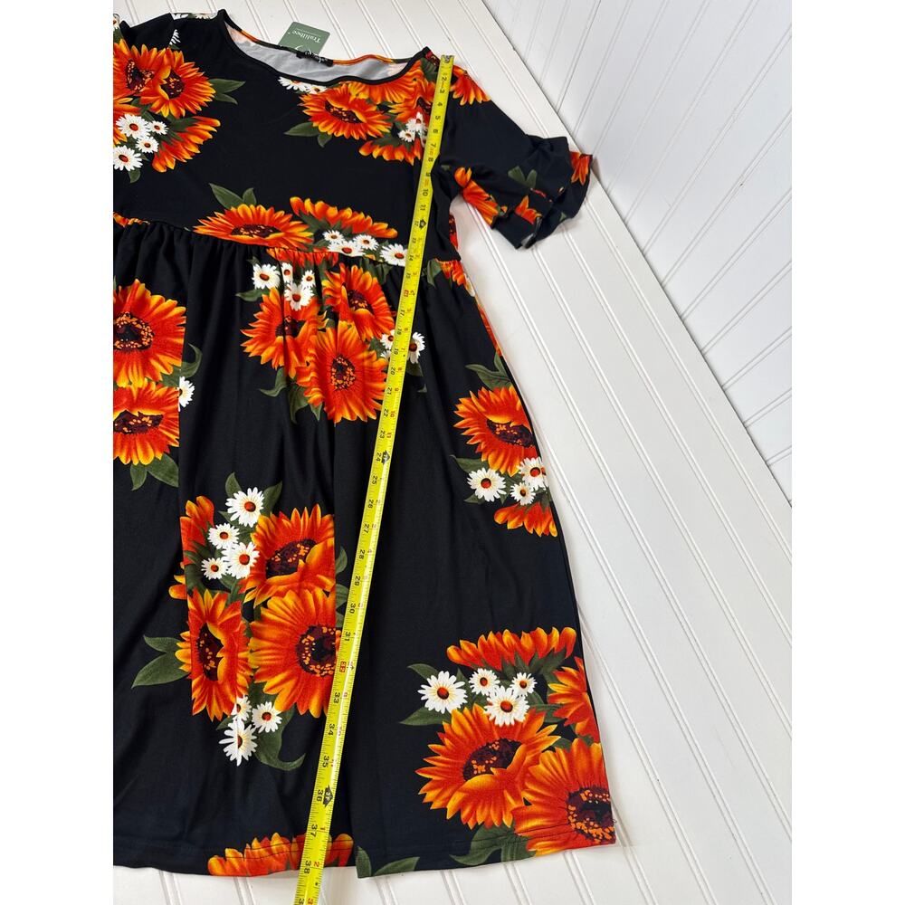 NWT Amazon Midi Dresses - Black Floral & Crochet Yoka Shot Sleeves Bundle Sz L - Picture 3 of 9